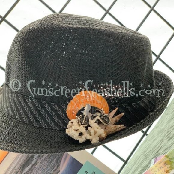 Unisex Black Biker Fedora Sun Hat main image 6